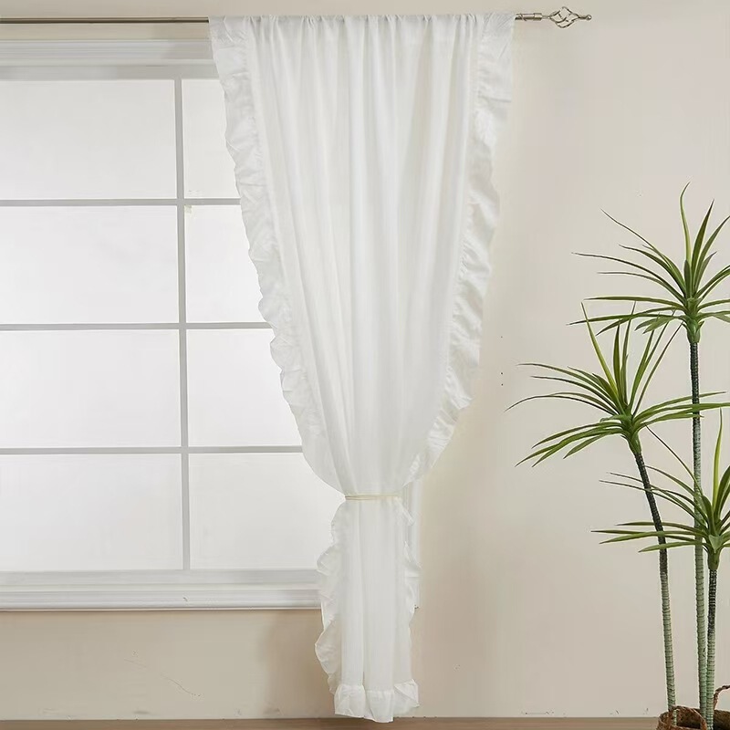 White Covering Velvet Curtains Are Light-Transmitting and Opaque, High-End, Accessible Luxury Style Splicing Window Screens, Balcony Bay Window Gauze Curtains