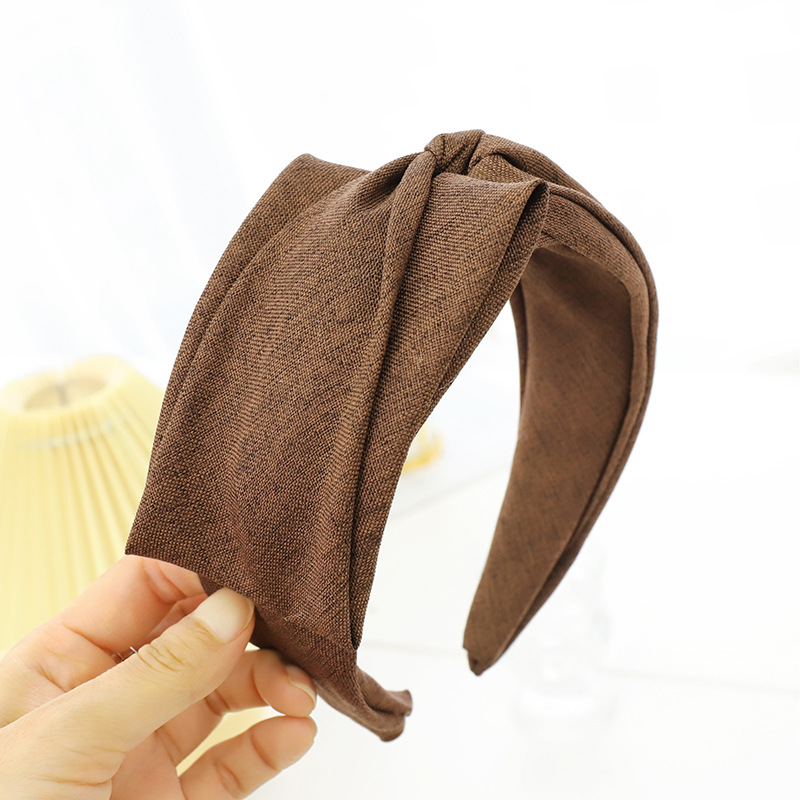solid color widebrimmed fabric crossfolding headband wholesale Nihaojewelrypicture6