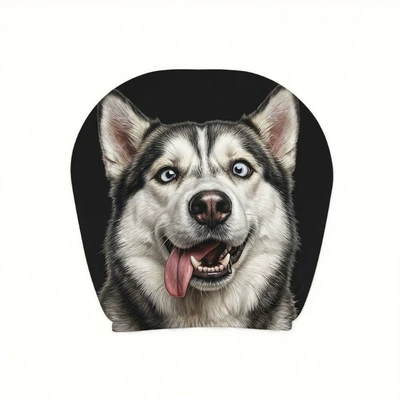 Polyester Fabric Car Headrest Cover with: Sürətlər qutusu və əl tormozu başlıqları - honest-husky-with-tongue-out-2-pack