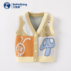 韓版拼色兒童背心2022秋冬新款女寶寶甜美洋氣針織女童毛衣背心