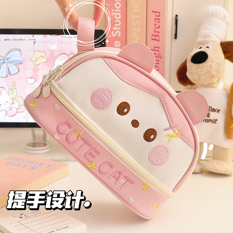 Bolsas de bolígrafo de gran capacidad de almacenamiento impermeable bolsa de maquillaje bolsas de papelería estudiantes bolsa impermeable PU bolsa pequeña bolsa de almacenamiento al por mayor