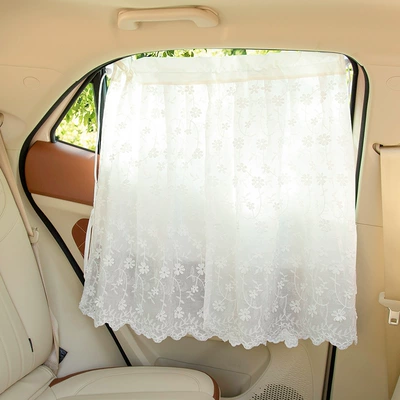 Car curtains Curtain Suction Type Side Window - lace-knitting-three-dimensional-floral-c-double-double-open