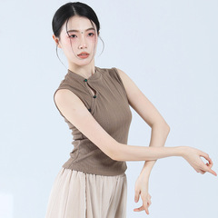 Classical dance practice dress for women, Chinese-style modified cheongsam dance top, modern dance form-fitting sleeveless backless top