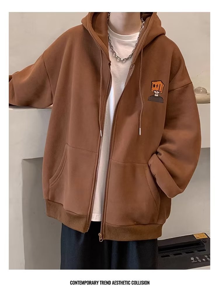 1 Cardigan Felpa Inverno 2023 Nuova Giacca Primaverile Uomo Felpa con Cappuccio in Pile Cappotto Autunnale_voghion.com