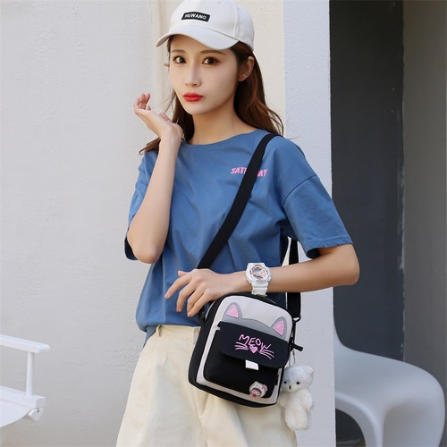 Wholesale cute cat bag for women new Korean style girl shoulder crossbody bag small fresh soft girl student mobile phone bag