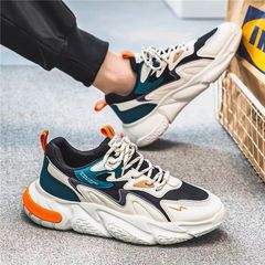 Men's shoes summer new breathable mesh shoes men's sports shoes trendy and versatile height-increasing white running dad shoes