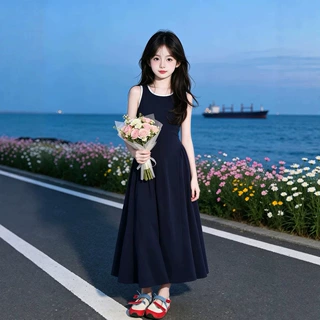 女童连衣裙夏季2026新款儿童洋气无袖镂空背心裙女孩公主长裙薄款