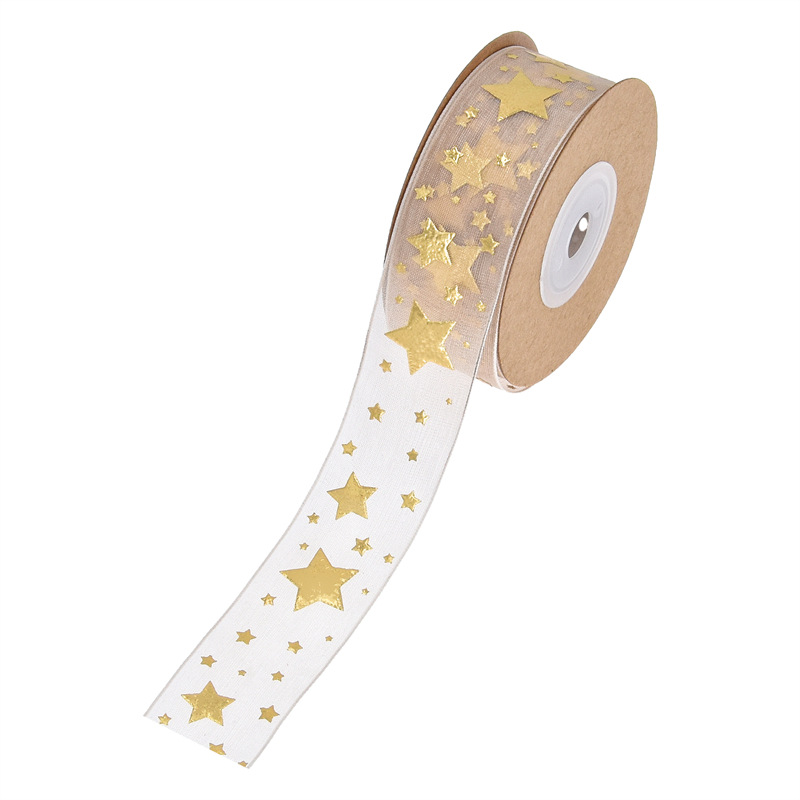 Transfronterizo pentagonal clara cinta blanca regalo de Navidad embalaje de pastel correa espuma correa de estampado 10 yardas