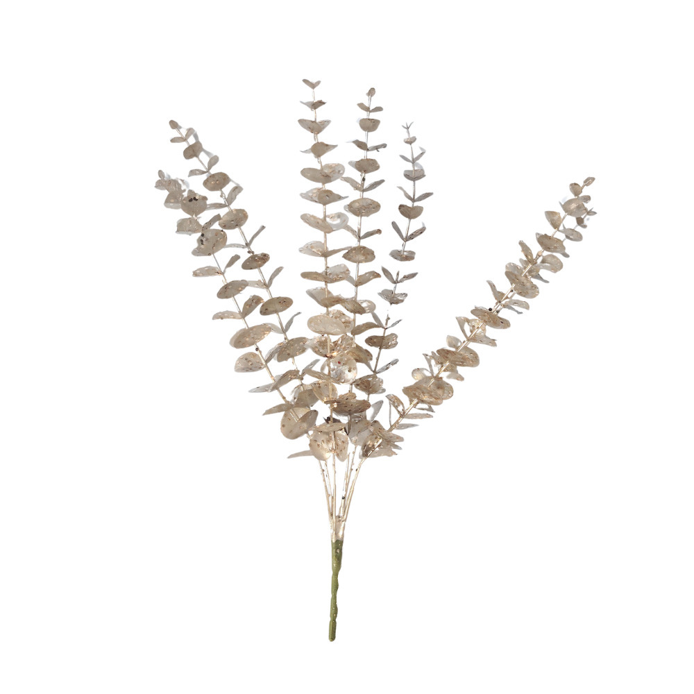 Sequinilla de Eucalyptus 47CM flores de imitación de hojas festivas de decoración de Navidad boda hogar