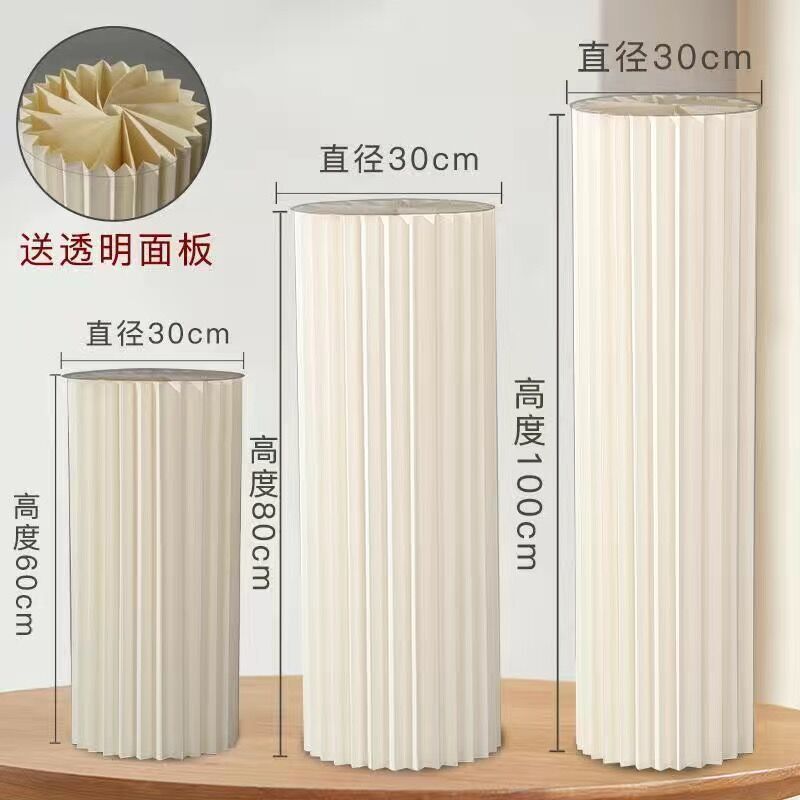 萤火之灯纸影流光灯直播背景装饰折叠圆柱纸质摆件罗马柱装饰摆件|undefined