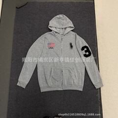 外贸潮流新款美式水洗潮流刺绣长袖连帽衬衫日系高街宽松休闲上衣