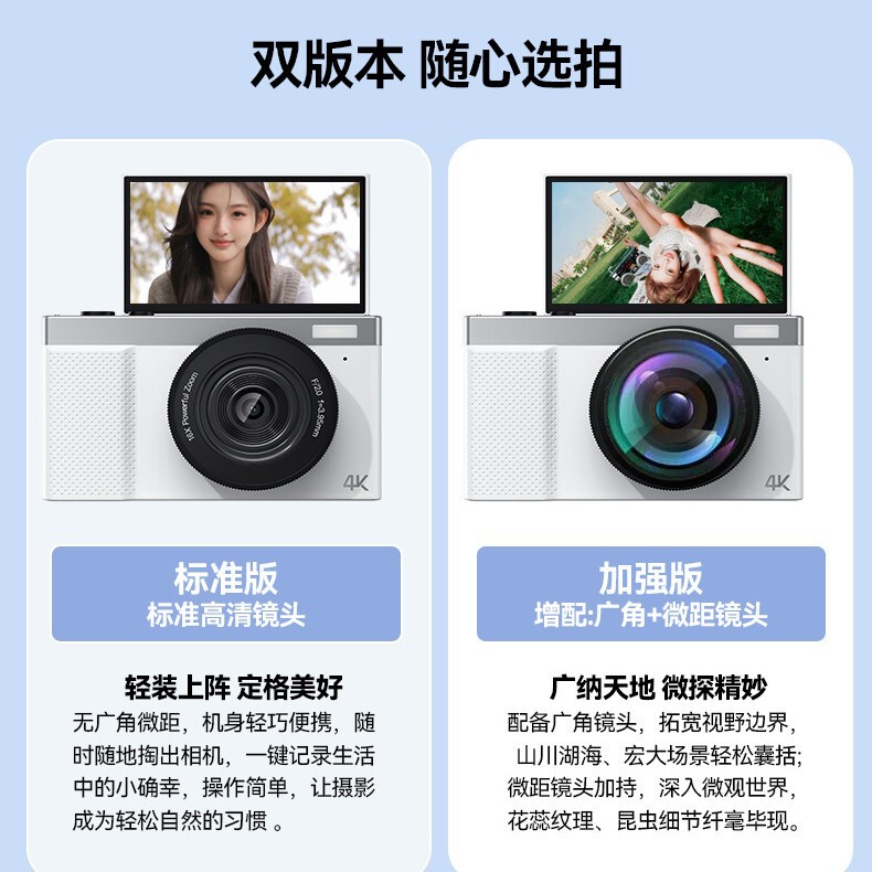 Digital Camera for Students, Ccd Alternative, Flip Screen, Selfie, High-Definition Pixels, Campus Photography, Travel Use