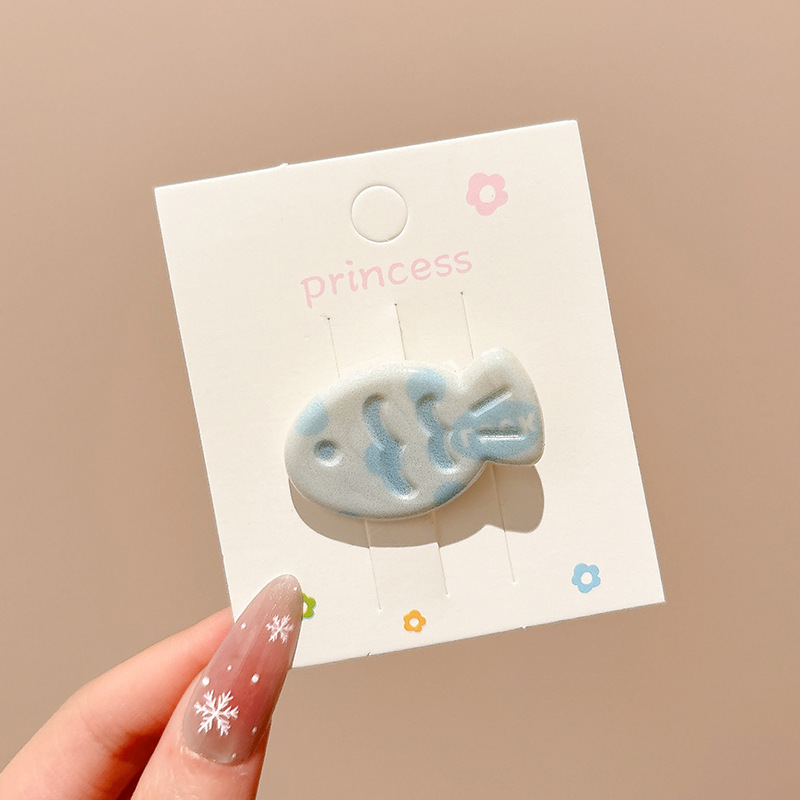 Pequeño pez de color clip para el cabello de la mujer adorable clip para el cabello de pestaña lateral dulce multifacé frente rotura clip para el cabello de boca de pato