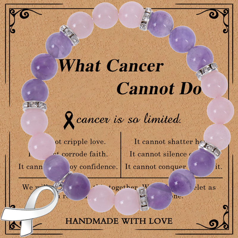 Cross-border Amethyst Bracelet Love Ribbon Bow Pendant Bracelet Cancer Bracelet Bracelet