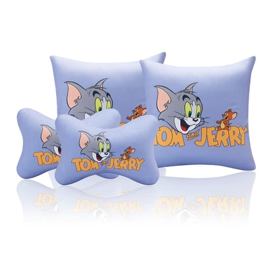 creative pillow car fashion brand — Headrest - four-piece-cat-and-mouse-pillow-set-2-headrest-2-pillow