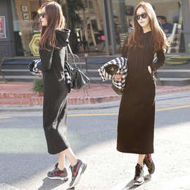 2021连帽休闲款卫衣女外套加绒春秋冬长袖修身韩国帽衫套头显瘦裙