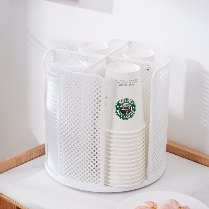 Desktop rotating paper cup storage rack disposable cup storage rack milk tea coffee shop grid paper cup holder