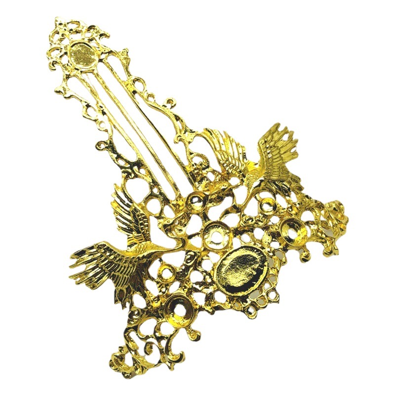 DIY ancient style color-preserving alloy hair crown Hanfu accessories crane simple hairpin ancient costume hair accessories material