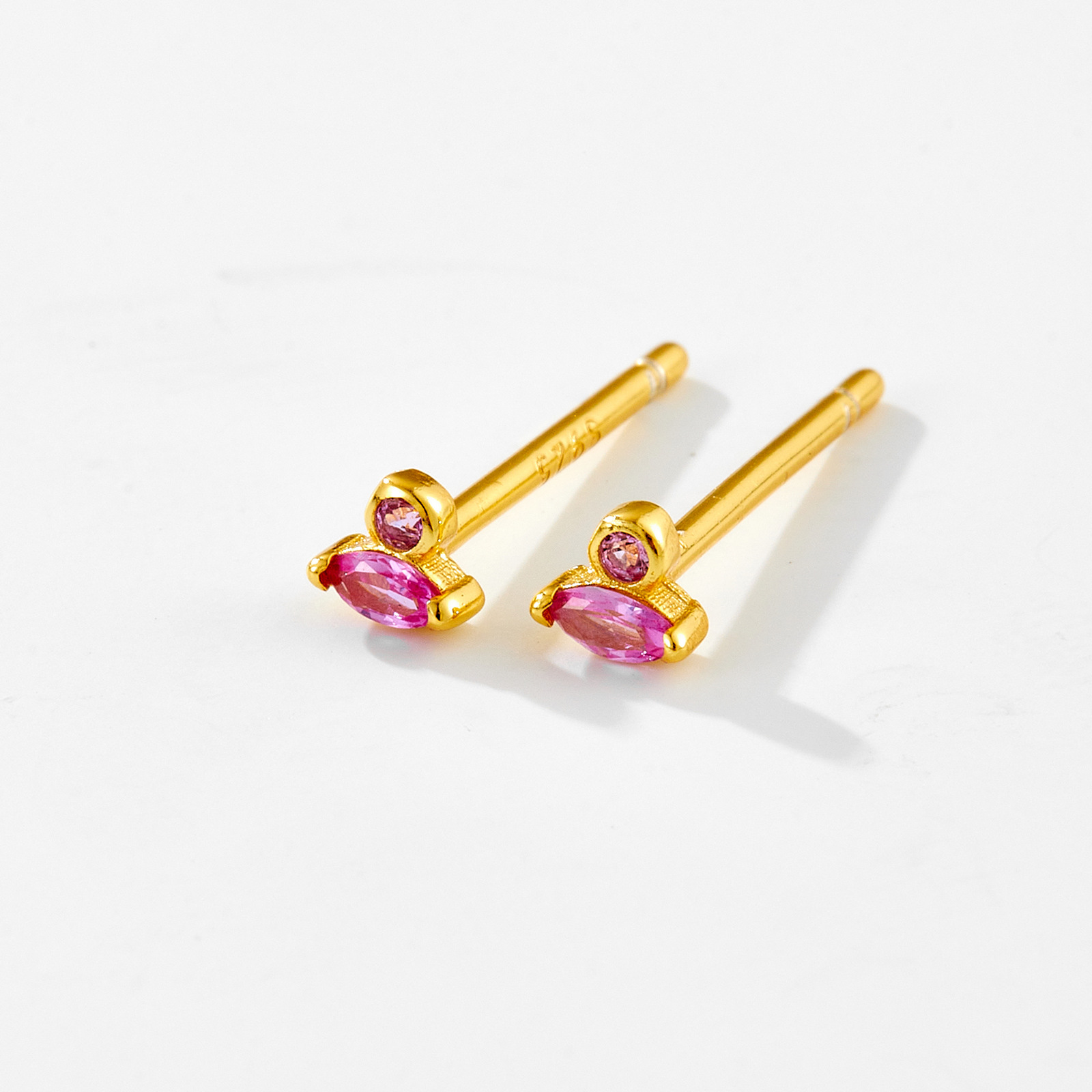 Holiday, Daily Occasion 1 Pair 925 Sterling Silver Zircon Geometric Ear Studs