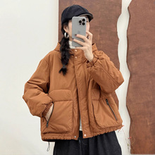 大口袋棉衣女 2025冬新款韩版宽松休闲简约纯色保暖棉服棉袄 8517
