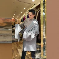 Тибетская мужская рубашка специального размера, комплект из двух предметов, модная одежда для выступлений на сцене, однотонная универсальная новая китайская одежда
