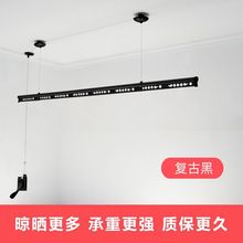 阳台升降手摇晾衣架单杆式加筋 晾衣杆晒被上下杆双杆手动凉衣架
