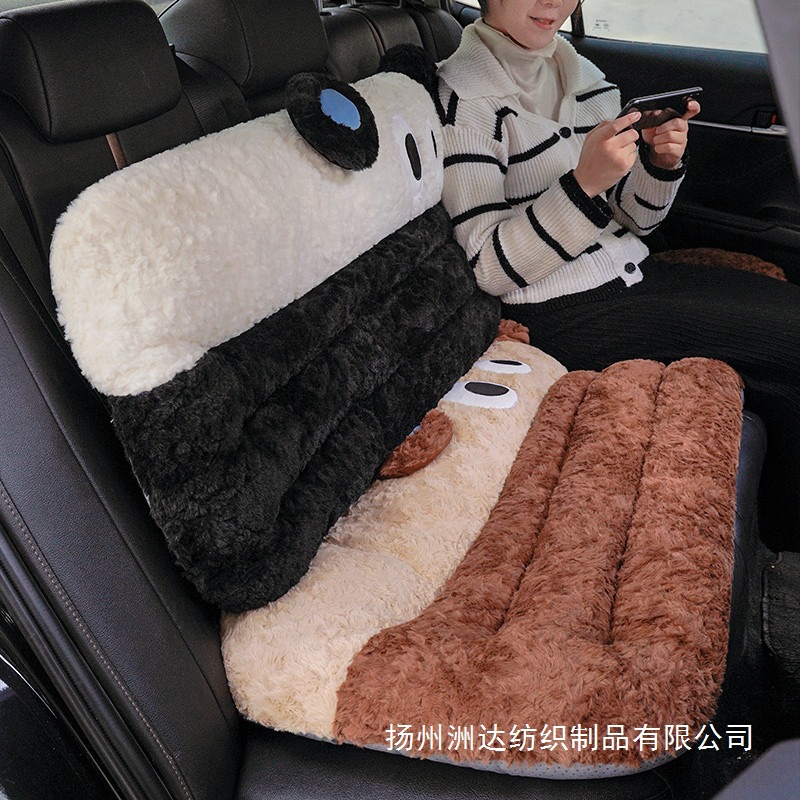 Cojín del automóvil otoño y invierno de peluche, cojín de asiento de tres personas, cojín de asiento caliente, cojín de trasero grueso para automóviles universales