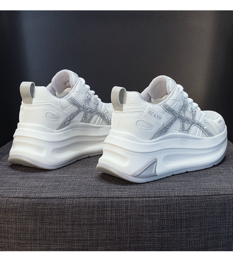Giày sneaker nữ đế dày tăng chiều cao lưới thoáng khí mùa hè phong cách thể thao — M2916-2 Vàng kem, M2916-2 Xám kem, M2916-2 Xám chi tiết 15