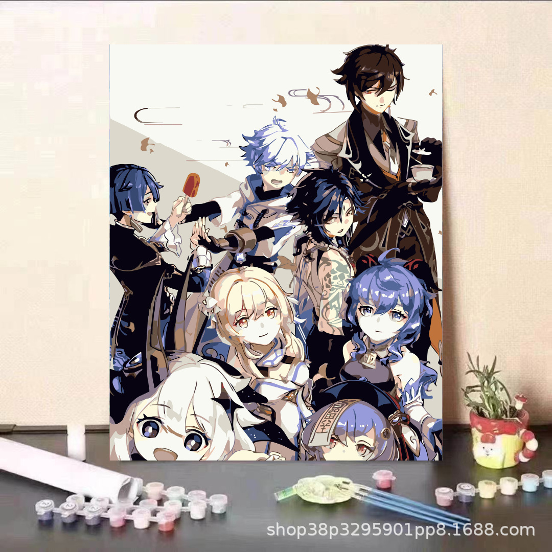 Guardia dulce serie de animación de pintura al óleo digital DIY moderna minimalista para niños fábricas de pintura al óleo de relleno al por mayor