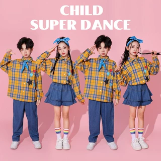 儿童啦啦操演出服格子衬衫校园风小学生运动会开幕式服装大合唱服