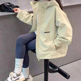 【现货】女童装秋季外套2025新款中大童秋款防风外套夹棉加厚