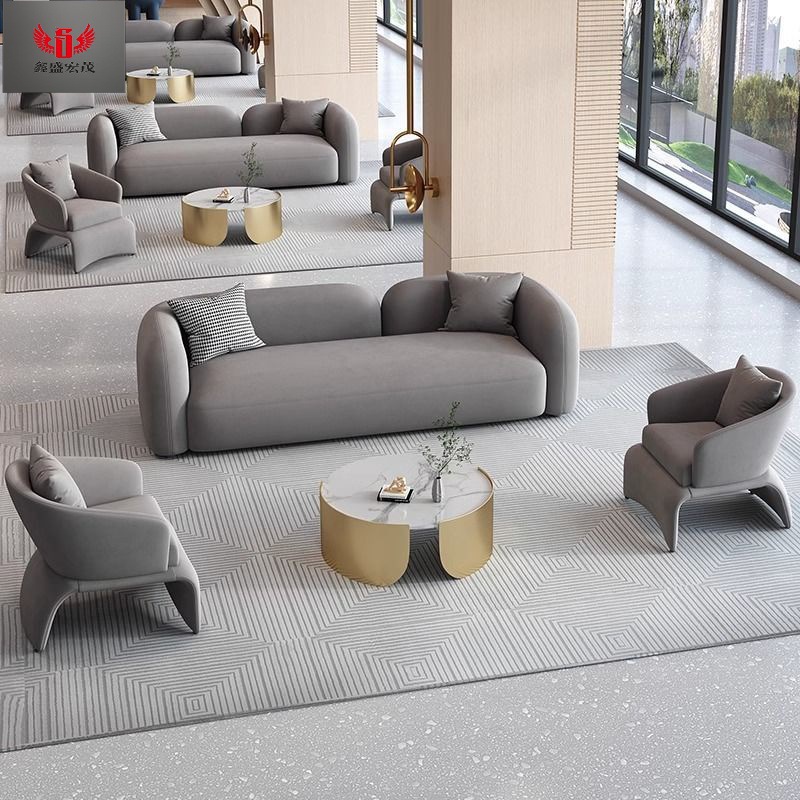 Oficina de ventas de estilo crema nórdico Negociación del vestíbulo del hotel Diseñador de alto diseño sofá redondo de arco alto combinado