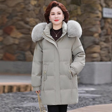 正品撤柜新款羽绒服妈妈女装中老年冬季中长款加厚狐狸毛领白鹅绒