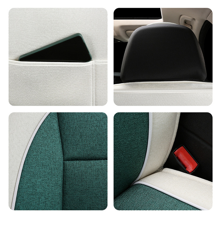 Linen Car Seat Cushion All-Inclusive Cartoon Seat Cover Four-Season Universal Car Cushion Seat Cover Small Car Seat Cushion