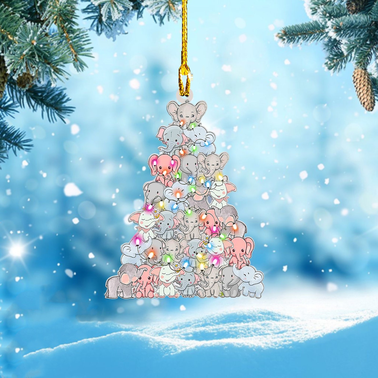 Árbol de Navidad creativo acrílico plano regalo de Navidad casa de vacaciones espejo retrovisor decoración colgante