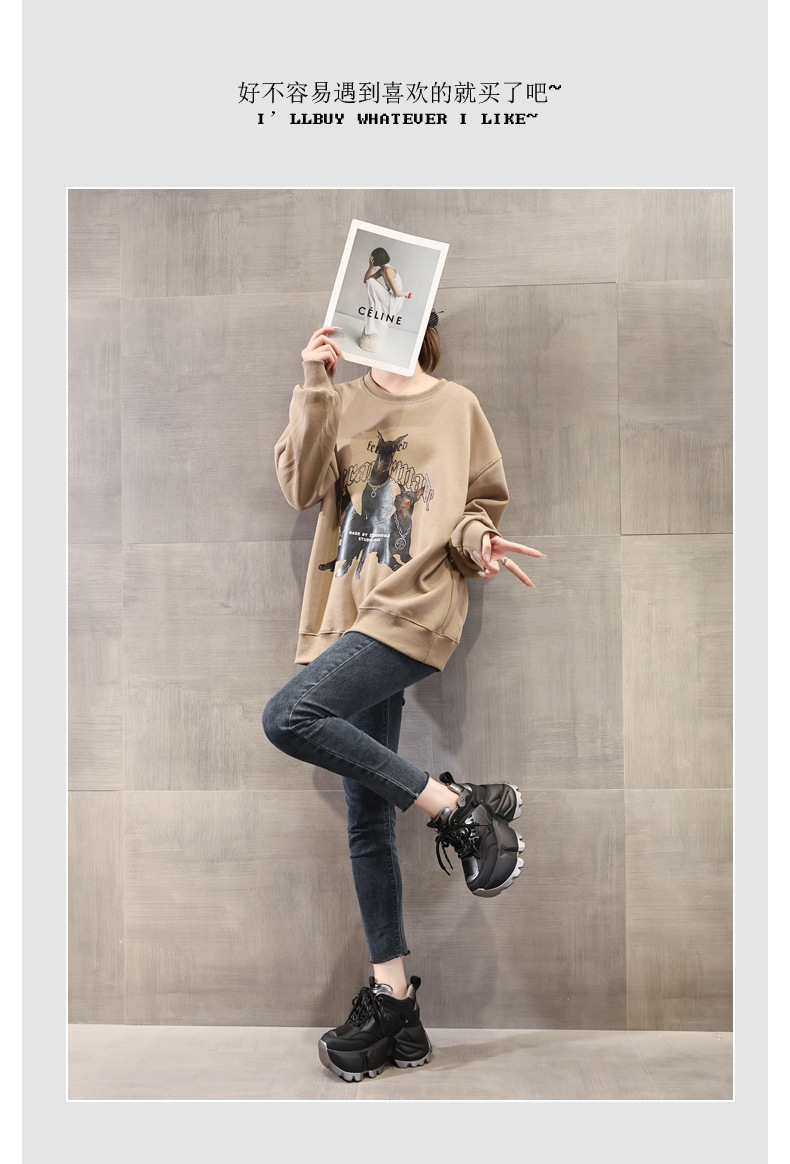 Giày sneaker chunky nữ đế dày độn cao thời trang — Màu đen chi tiết 9