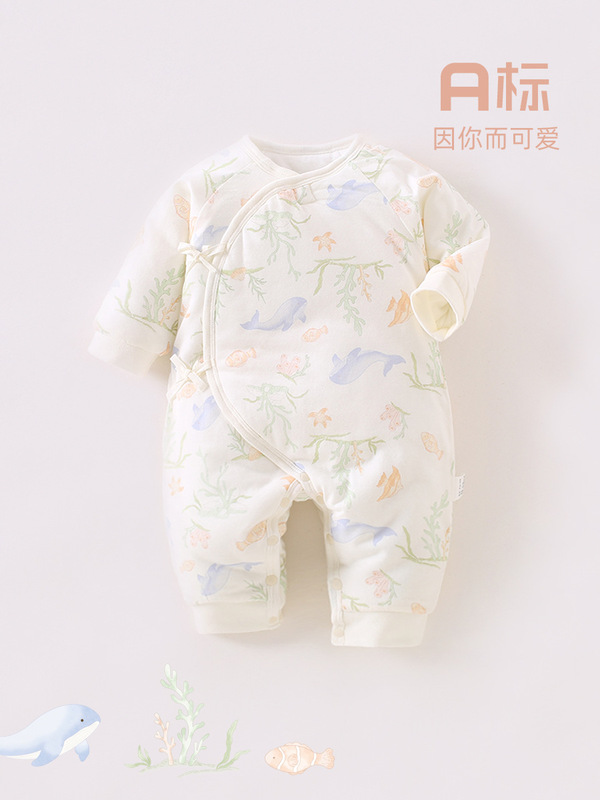 赤ちゃんの蝶々衣120gの厚い綿の新生児は赤ちゃんの綿の連体の服のa類の新生児の連体の服に登ります。|undefined