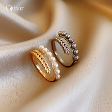 法式轻奢麦穗珍珠开口戒指气质设计感食指戒个性百搭高级感手饰女