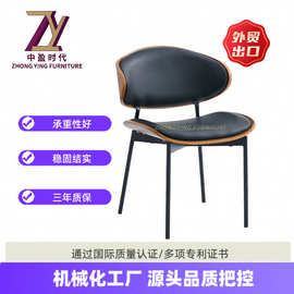 北欧轻奢设计师餐椅皮软包铁现代咖啡厅会客洽谈椅子家用