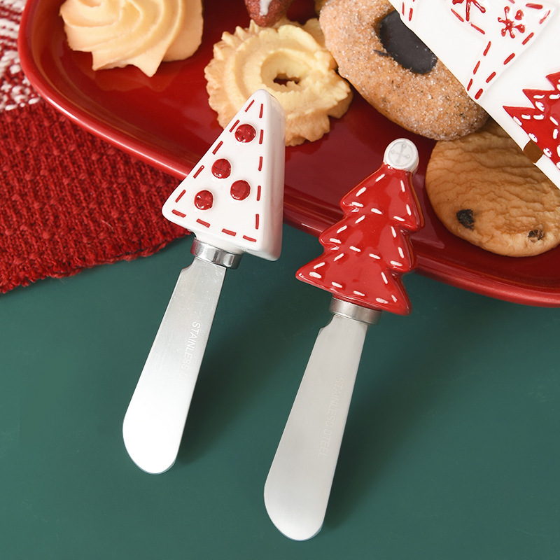Costura nórdica Santa Claus plato de mantequilla de cerámica decoración platos de postres platos de platos de mantequilla decoración de comida occidental