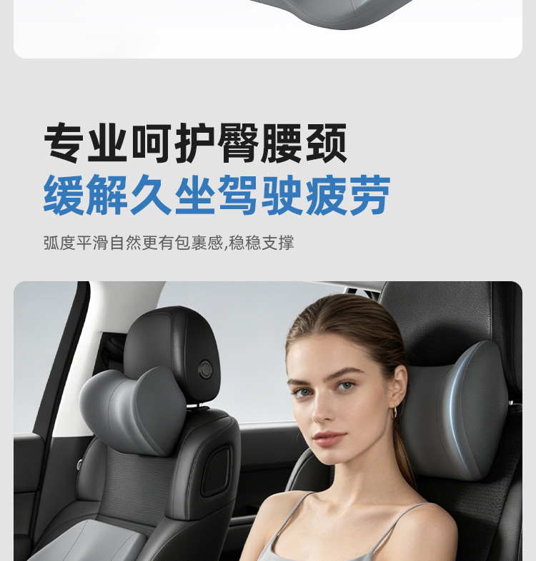 Car Headrest Memory Foam Lumbar Support Neck Pillow Ergonomic Car Seat Cushion Seat Backrest Waist Protector
