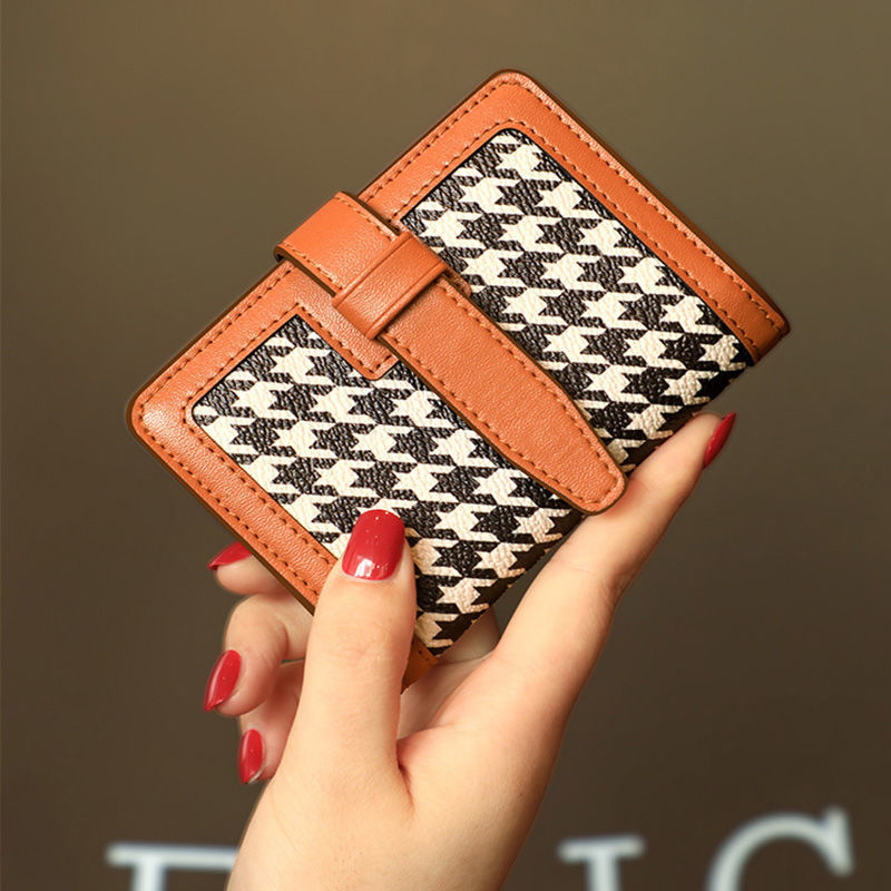 Retro Women's Checkered Black And White Wallet Trendy Side Zipper Coin Purse Card Holder_voghion.com