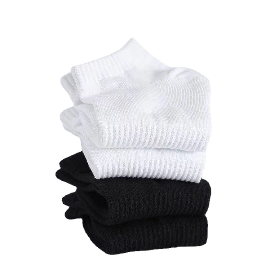Calcetines Zhuji para mujer, cuatro estaciones, calcetines de mujer de color sólido, cintura, calcetines de barco para hombre, calcetines bajos para pareja, calcetines cortos para mujer en blanco y negro