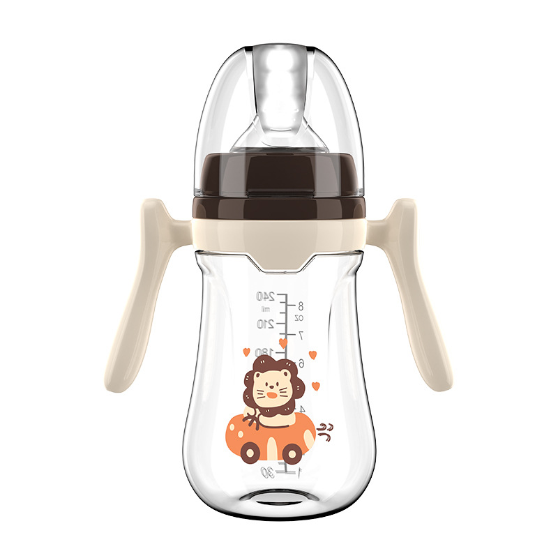 Pezón de boca ancha para bebés 180/240/280ml Serie simple con mango PP biberón sin pajitas