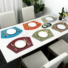 圆桌扇形pvc餐垫特斯林西餐垫竹纹编织隔热垫酒店餐桌垫杯垫批发