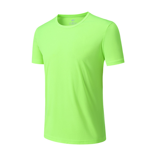 Summer quick dry sports solid T-shirt for gym with a round collar