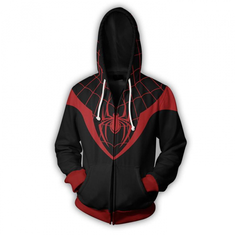 Cross-Border Autum Men's and Women's 3D Printed Anime Spider-Man Series Hooded Zipper Cardigan Long-Sleeved Sweatshirt Jacket