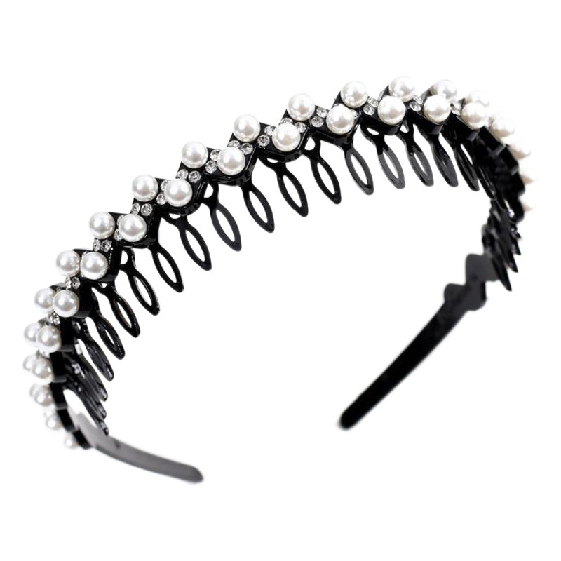 Venta al por mayor celebridad de internet dentado antideslizante diadema banda de pelo horquilla de las mujeres clip de pelo tocado de las mujeres todo partido rhinestone pelo presionando anillo de pelo