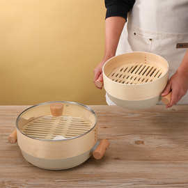 家用双层铝合金蒸锅商用多功能通用蒸煮蒸屉多功能麦饭石蒸锅批发