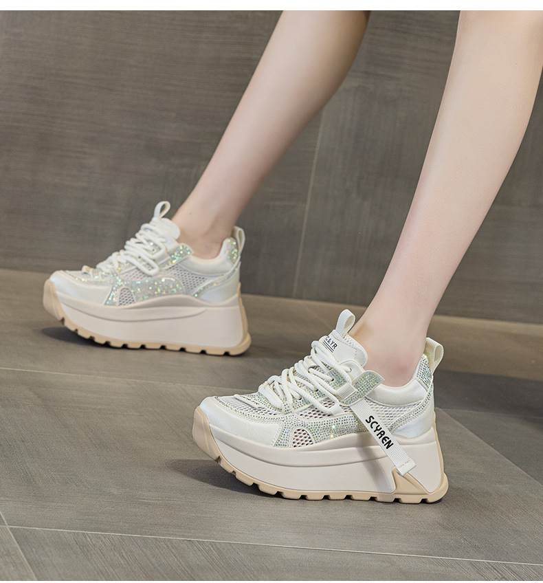 Giày sneaker nữ đế dày lưới thoáng khí phong cách retro — Xám 5066, Be 5066, Hồng đào 5066 chi tiết 20